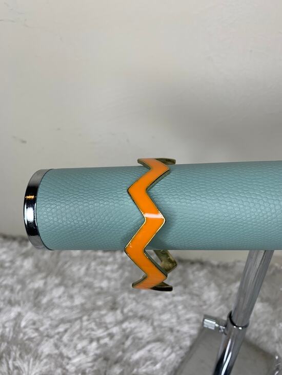 other Jewelry - Orange Zig Zag Chevron Bangle Bracelet Gold Edges 2.75" diameter
